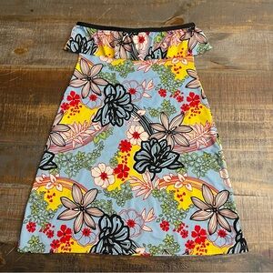 Vintage Y2K OP Tropical Floral Strapless bodycon Mini dress